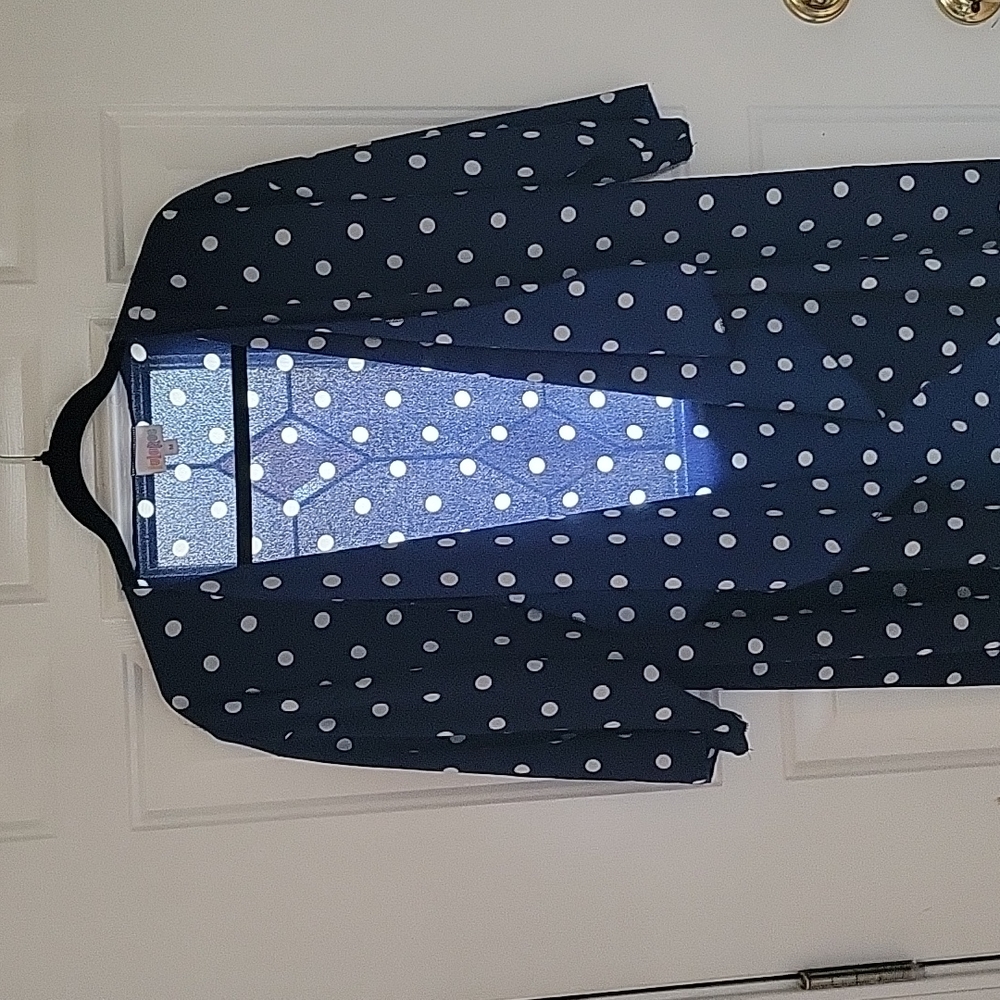 Lularoe Navy/White Polka dot Shirley Cover-up size M